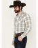 Image #2 - Stetson Men's Dobby Plaid Print Long Sleeve Snap Western Shirt , Tan, hi-res