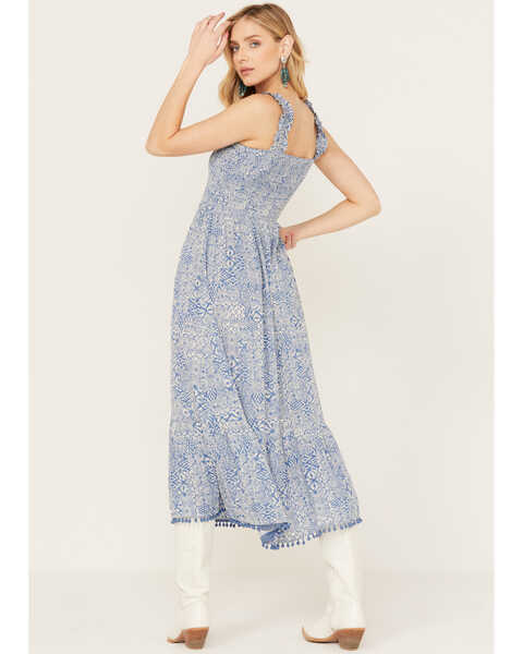 Yura Women's Western Tiered Sleeveless Midi Dress, Blue, hi-res