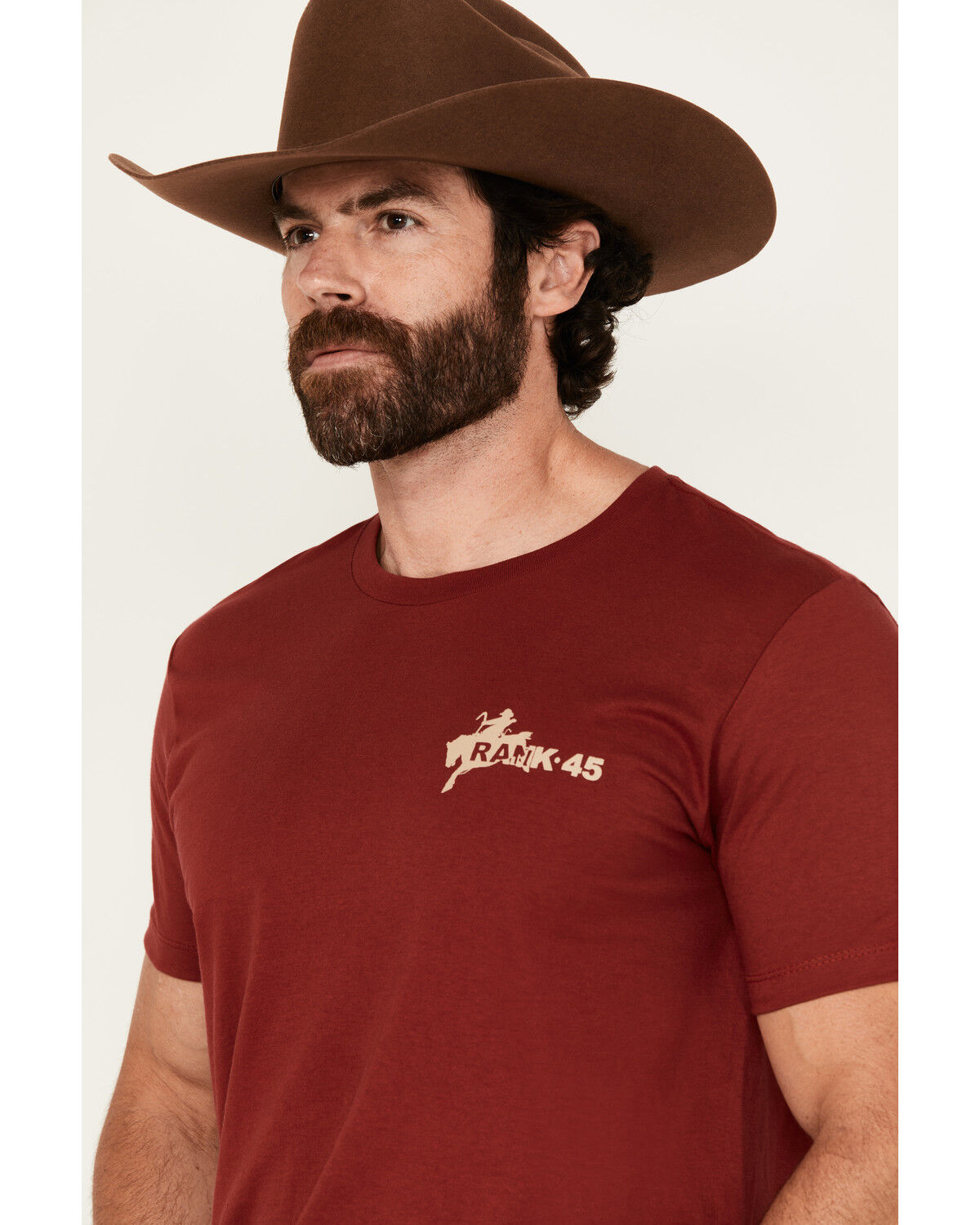Image #4 - RANK 45® Men's Rodeo Revival Short Sleeve Graphic T-Shirt, Burgundy, hi-res