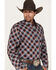Image #2 - RANK 45® Men's Saddle Abstract Plaid Print Long Sleeve Button-Down Western Shirt, Red, hi-res