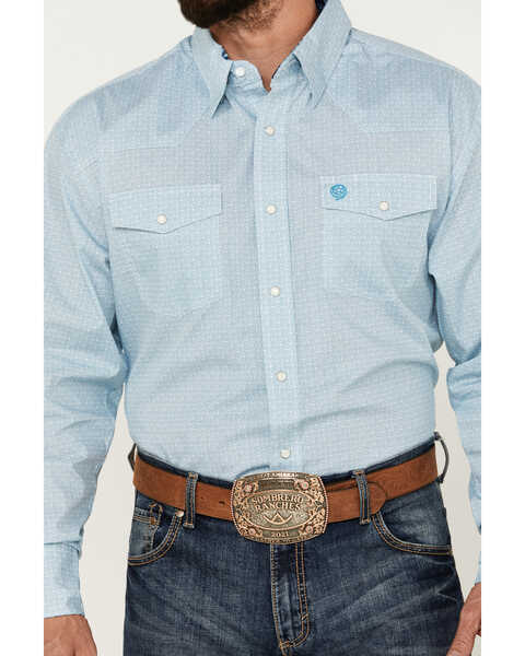 Image #2 - George Strait by Wrangler Men's Geo Print Long Sleeve Snap Western Shirt, Blue, hi-res