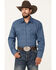 Image #1 - Roper Men's Amarillo Medallion Print Long Sleeve Pearl Snap Western Shirt, Blue, hi-res