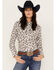 Image #1 - Wrangler Women's Paisley Long Sleeve Western Pearl Snap Shirt, Blue/white, hi-res