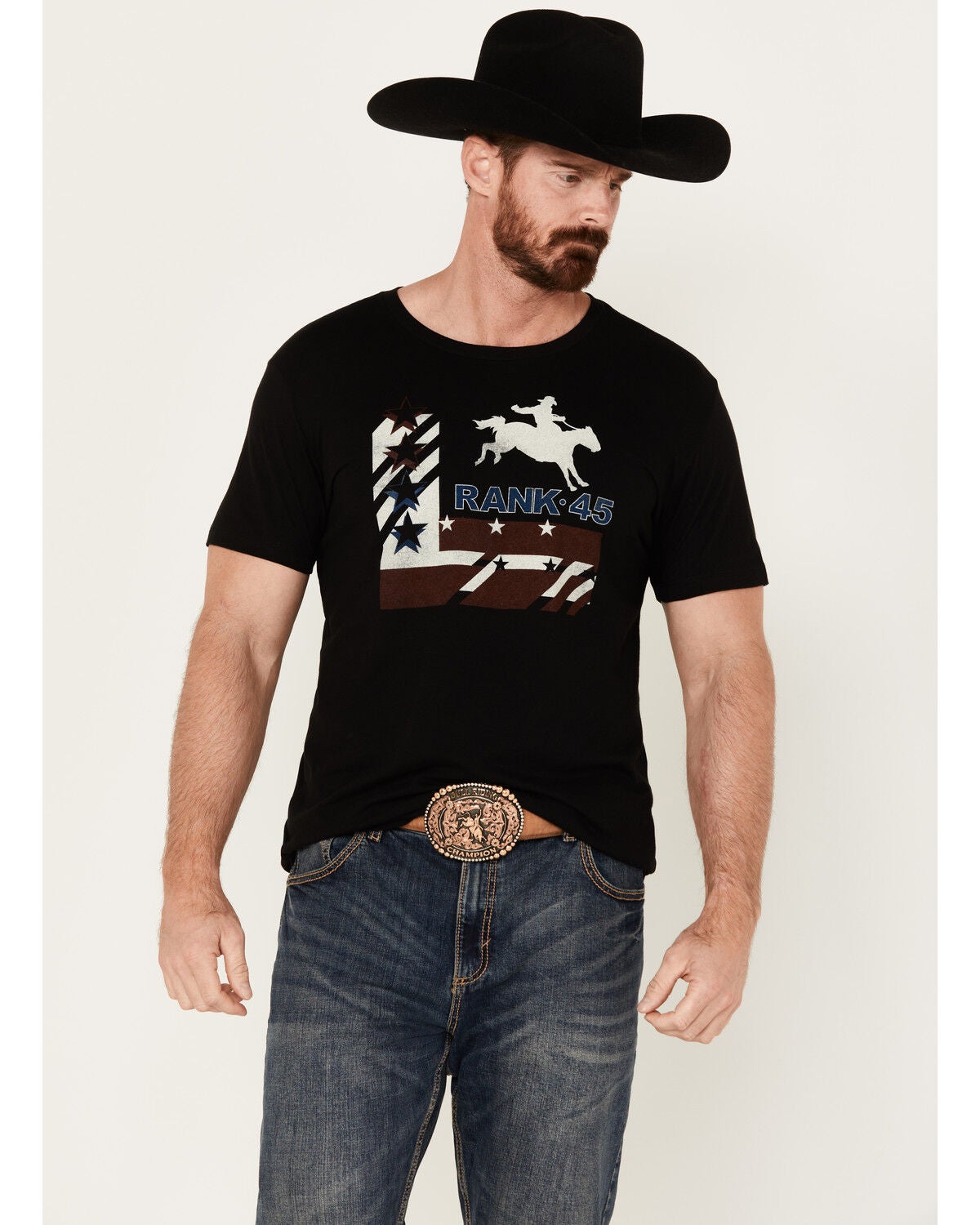 RANK 45&reg; Men's Alban Western Horse Short Sleeve Graphic T-Shirt, Black, hi-res