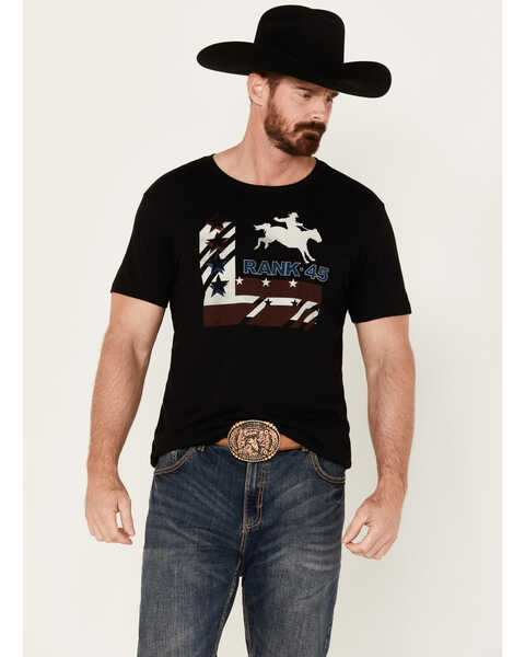 Image #1 - RANK 45® Men's Alban Western Horse Short Sleeve Graphic T-Shirt, Black, hi-res