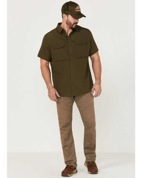 Image #2 - Brothers and Sons Men's Solid Dobby Performance Short Sleeve Button-Down Western Shirt , Olive, hi-res