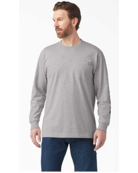 Image #1 - Dickies Men's Long Sleeve Logo Graphic T-Shirt, Heather Grey, hi-res