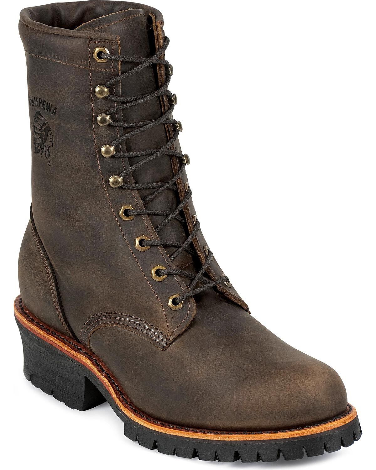 Image #2 - Chippewa Classic 8" Logger Boots - Steel Toe, Chocolate, hi-res