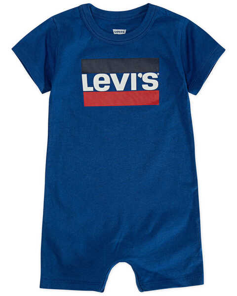 Levi's Infant Boys' Bar Logo Short Sleeve Onesie, Navy, hi-res