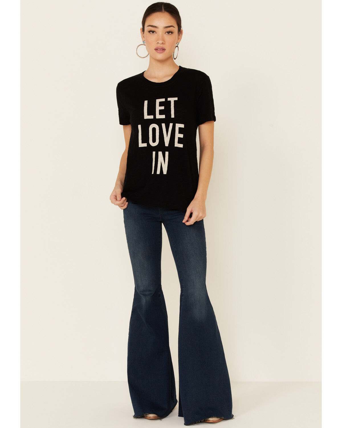 Image #2 - Revel Women's Let Love In Graphic Slub Short Sleeve Tee, Black, hi-res