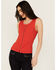 Image #1 - Idyllwind Women's Edna Button Front Ribbed Tank, Dark Orange, hi-res