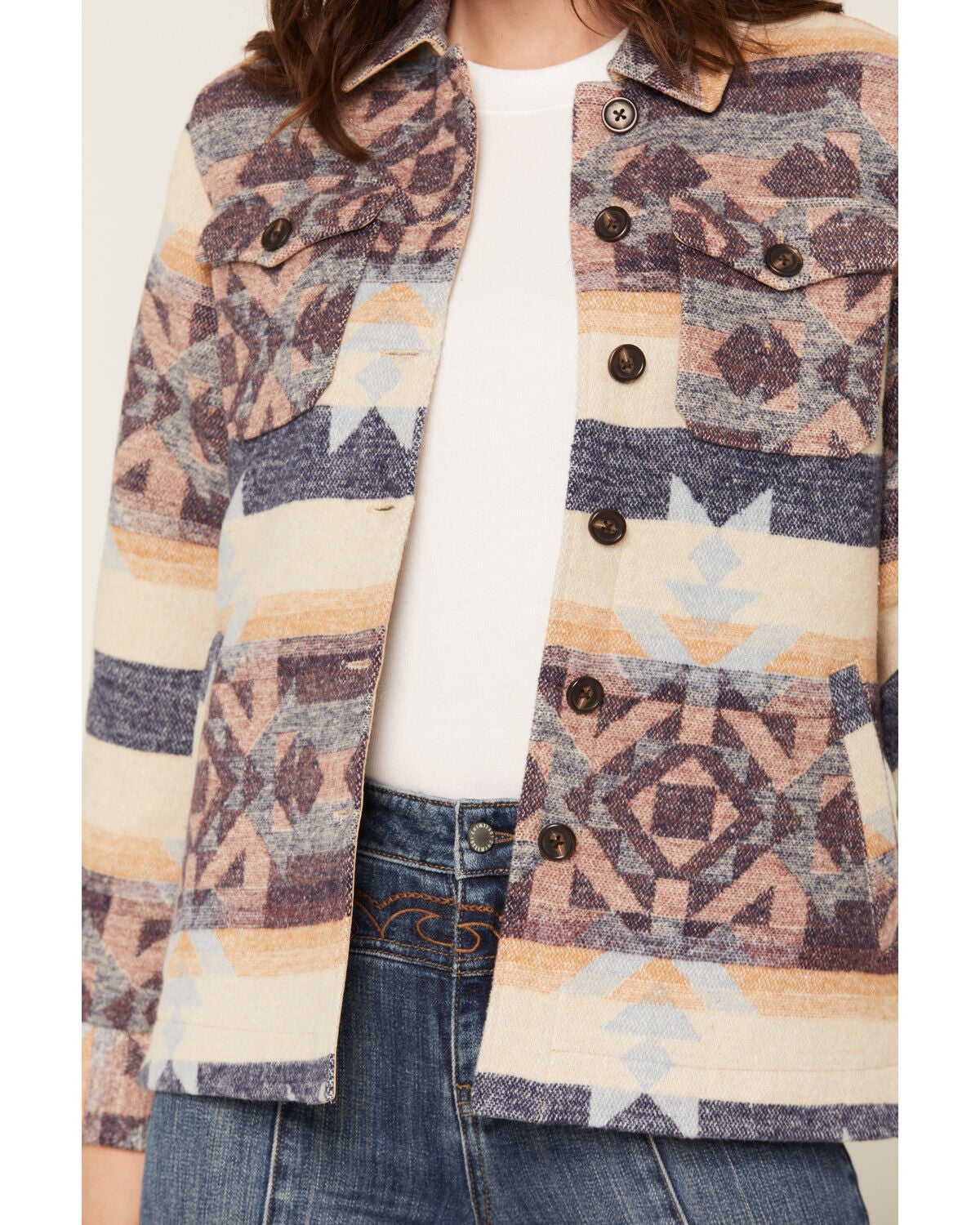 Image #3 - Idyllwind Women's Byron Southwestern Button-Down Shacket, Light Blue, hi-res
