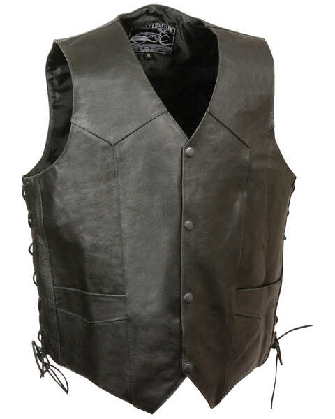 Milwaukee Leather Men's Side Lace Skull & Wings Vest, Black, hi-res