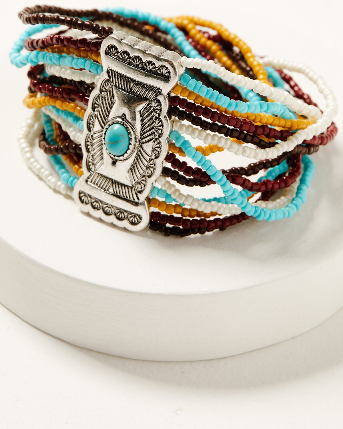 Image #1 - Shyanne Women's Frontier Antique Seed Bead Stretch Bracelet, Silver, hi-res