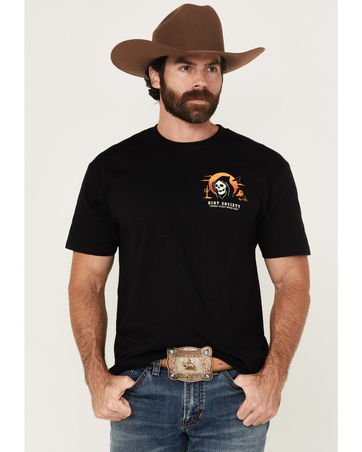 Image #2 - Riot Society Men's Boot Barn Exclusive Monarch Short Sleeve Graphic T-Shirt, Black, hi-res