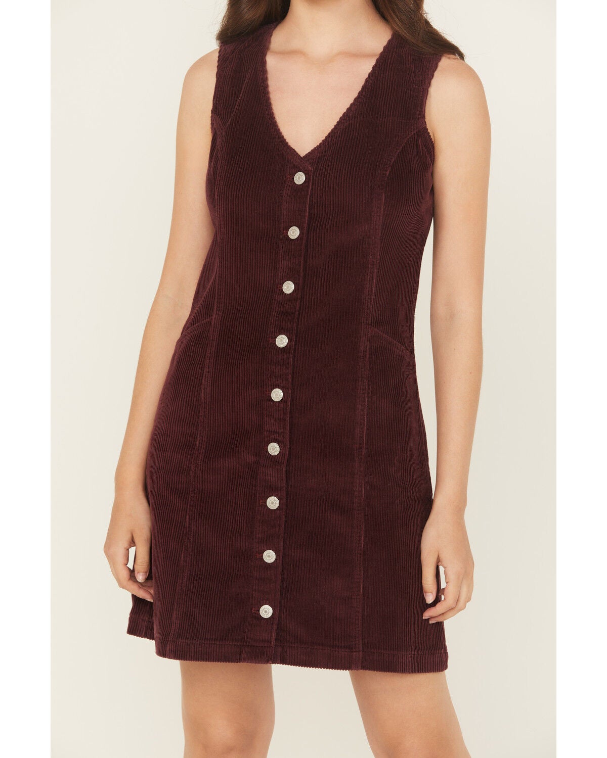 Image #3 - Levi's Women's Vianna Sleeveless Button-Down Corduroy Dress, Wine, hi-res