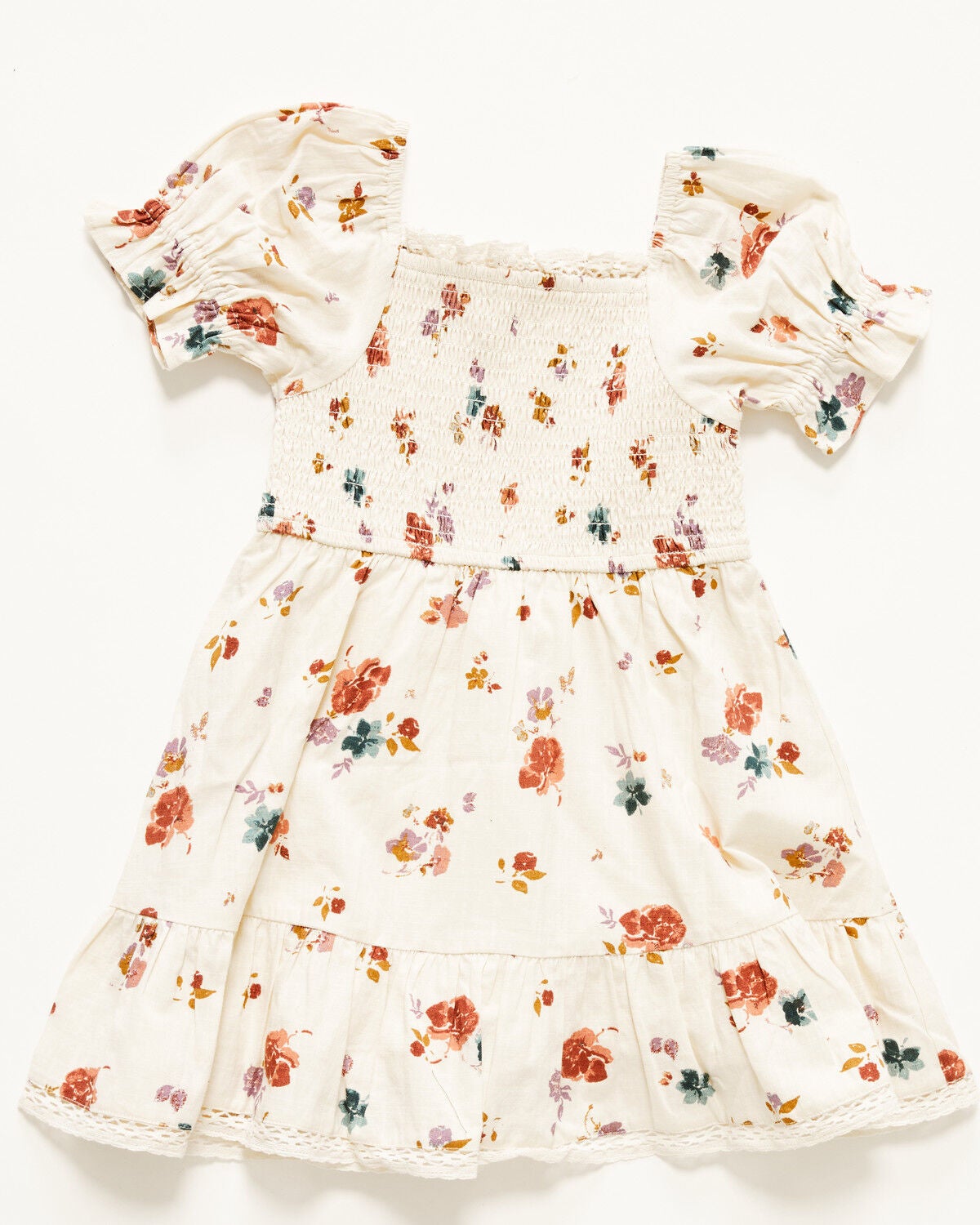 Image #1 - Shyanne Toddler Girls' Floral Print Short Sleeve Dress, Oatmeal, hi-res