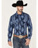 Image #1 - Rock & Roll Denim Men's Southwestern Stretch Long Sleeve Snap Shirt, Blue, hi-res