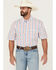 Image #1 - George Strait by Wrangler Men's Plaid Print Short Sleeve Button-Down Western Shirt, White, hi-res