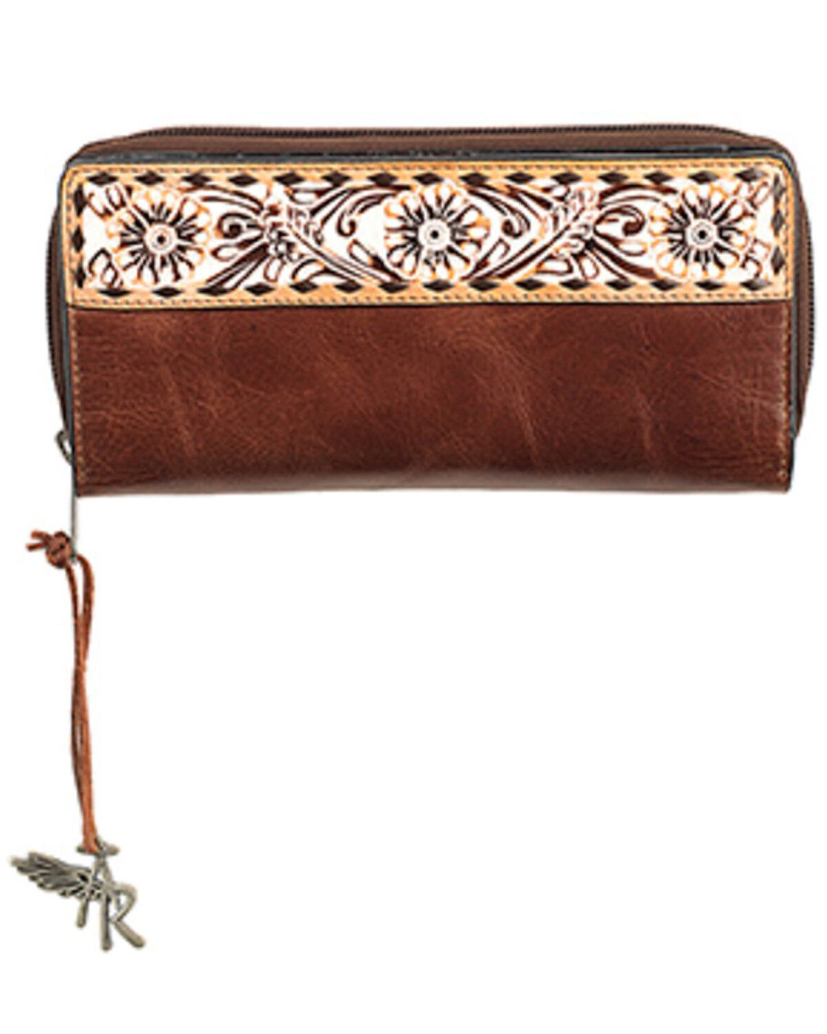 Image #1 - Angel Ranch Women's White Washed Daisy Wallet, Brown, hi-res