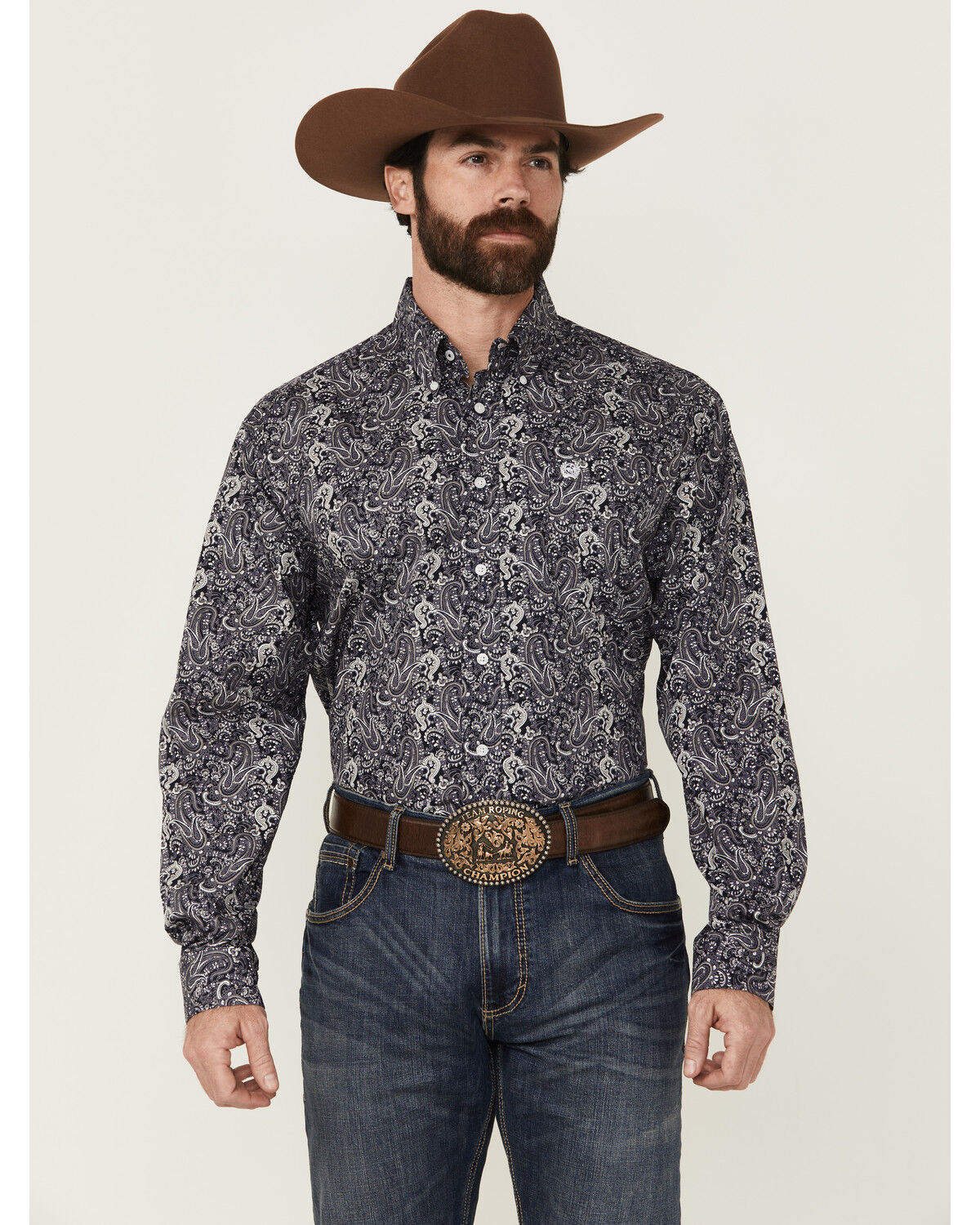 Image #1 - Cinch Men's Paisley Print Long Sleeve Button-Down Western Shirt - Big, Multi, hi-res