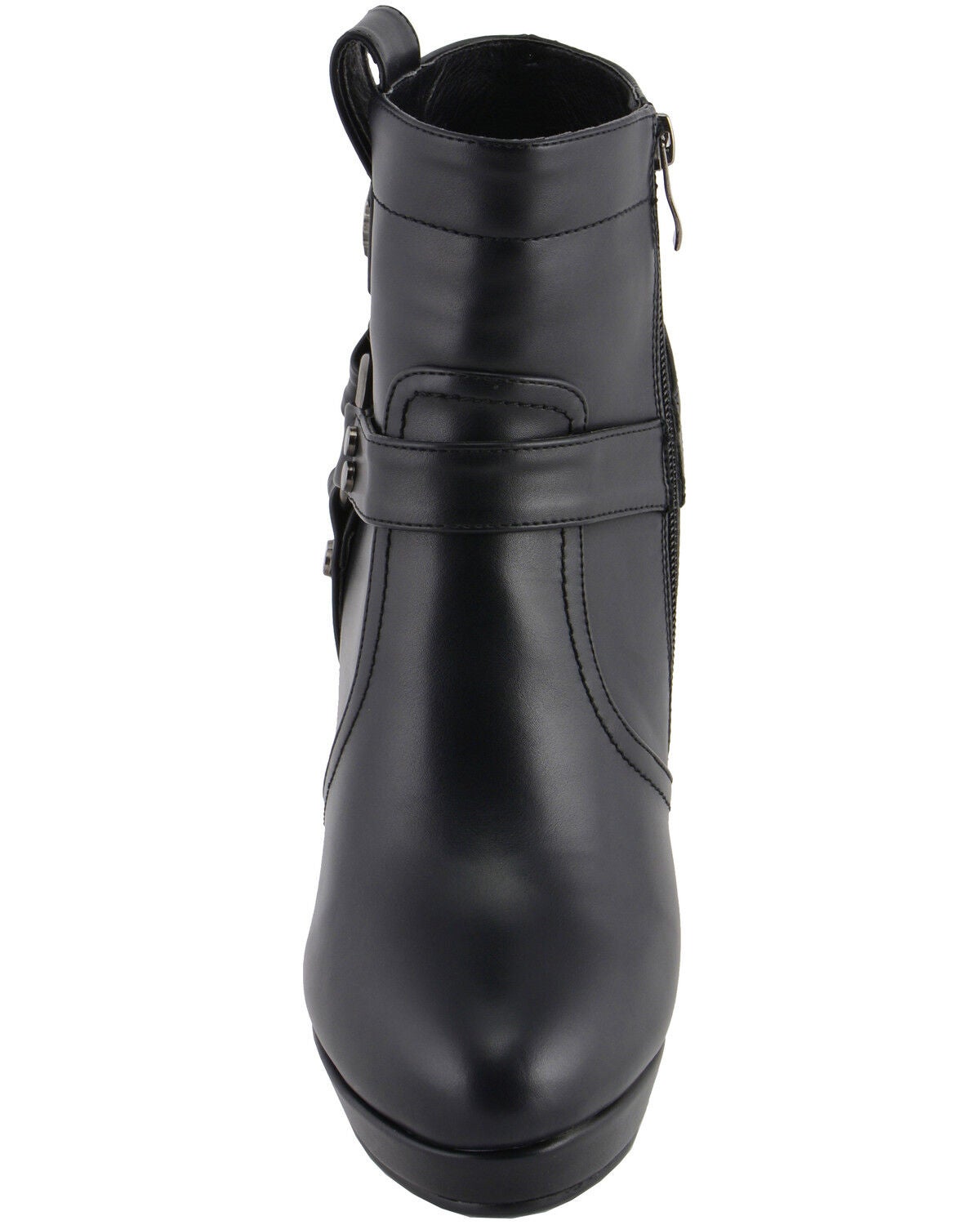 Image #5 - Milwaukee Leather Women's Block Heel Harness Booties - Round Toe, Black, hi-res