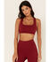 Image #1 - Idyllwind Women's Strappy Back Sports Bra, Burgundy, hi-res