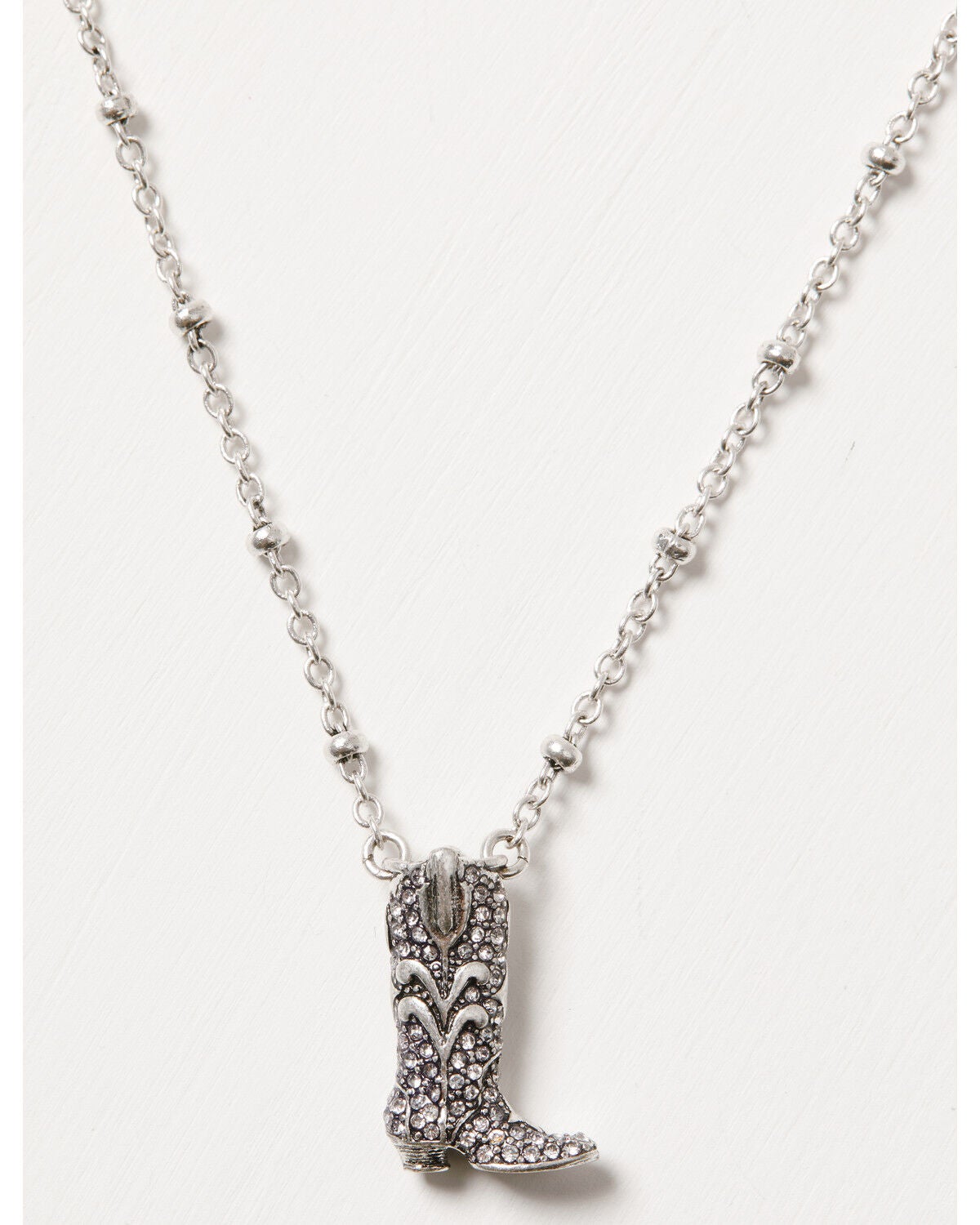 Image #1 - Lainey Wilson Women's Crystal Pav&eacute; Boot Pendant Necklace, Silver, hi-res