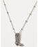 Image #1 - Lainey Wilson Women's Crystal Pav&eacute; Boot Pendant Necklace, Silver, hi-res
