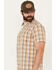 Cody James Men's Anderson Plaid Print Short Sleeve Button-Down Western Shirt, Tan, hi-res