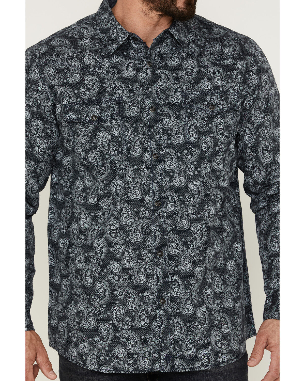 Image #3 - Moonshine Spirit Men's Amusement Large Paisley Print Long Sleeve Western Shirt, Navy, hi-res