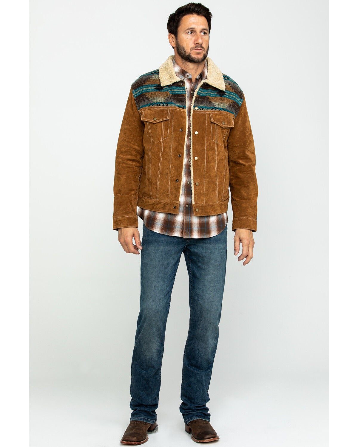 Image #6 - Scully Men's Cafe Brown Boar Suede Jean Jacket - Big, Brown, hi-res