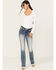 Image #3 - Miss Me Women's Medium Wash Mid Rise Geo Pocket Slim Stretch Bootcut Jeans , Medium Wash, hi-res