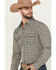 Image #2 - Moonshine Spirit Men's High Strung Dobby Plaid Print Long Sleeve Snap Western Shirt, Navy, hi-res