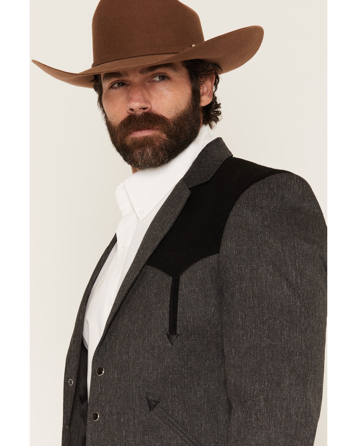 Image #2 - Circle S Men's Denali Snap Cropped Sportcoat, Charcoal, hi-res