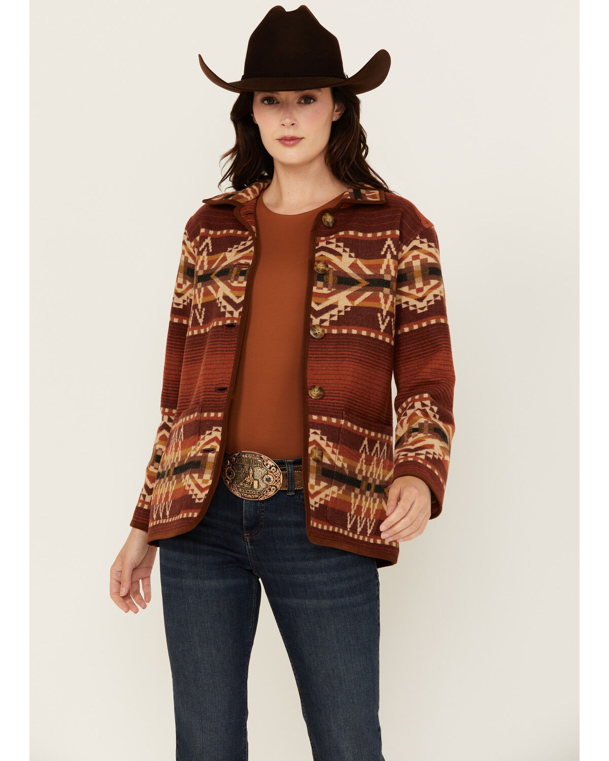 Image #1 - Pendleton Women's Reversible Printed Jacket, Rust Copper, hi-res