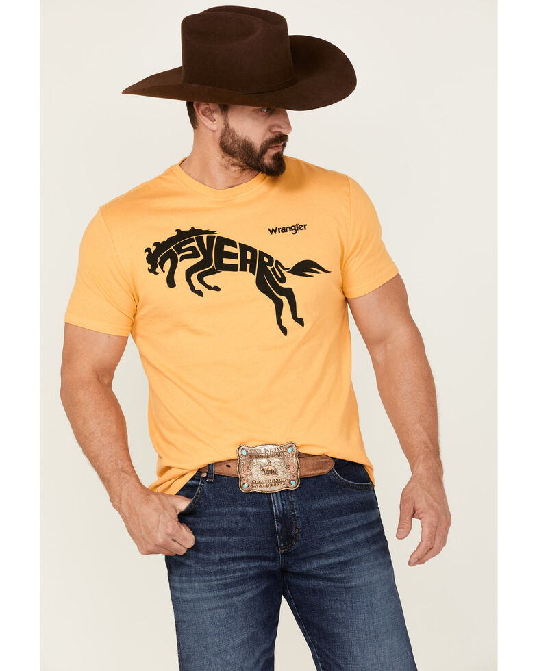 Wrangler Men's 75 Years Yellow Horse Graphic Short Sleeve T-Shirt , Yellow, hi-res