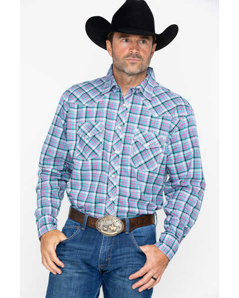Image #1 - Wrangler 20X Men's Competition Advanced Comfort Long Sleeve Snap Western Shirt , Purple, hi-res