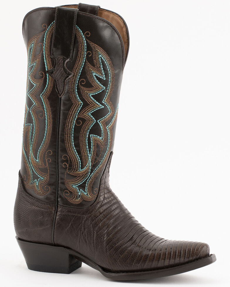 Ferrini Chocolate Lizard Cowgirl Boots - Snip Toe, Chocolate, hi-res