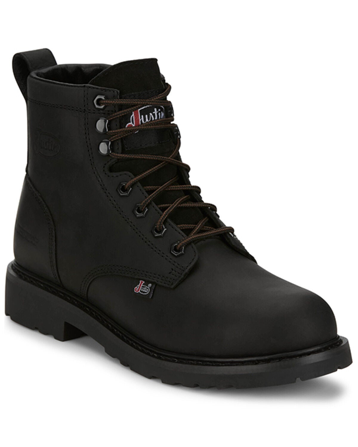 Justin Men's Dayworker Lace-Up Work Boots - Steel Toe, Black, hi-res