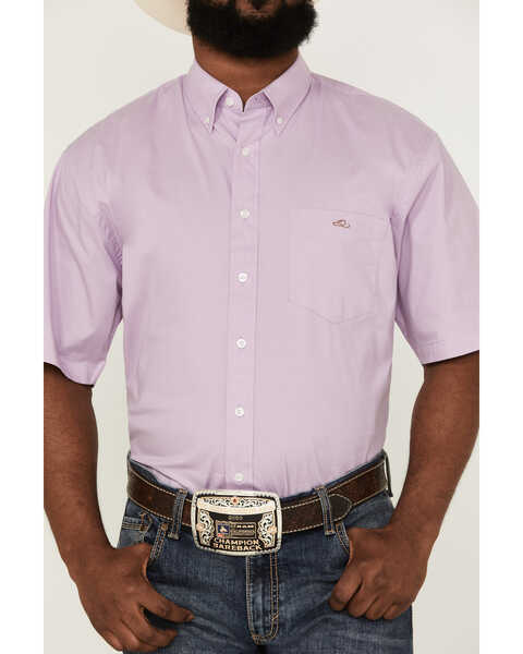 Image #3 - Resistol Men's Beneferd Solid Short Sleeve Button Down Western Shirt , Purple, hi-res