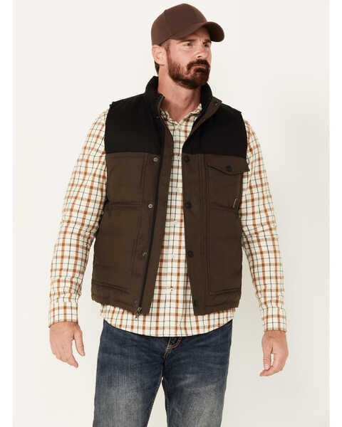 Brothers and Sons Men's Utility Puffer Vest, Dark Brown, hi-res