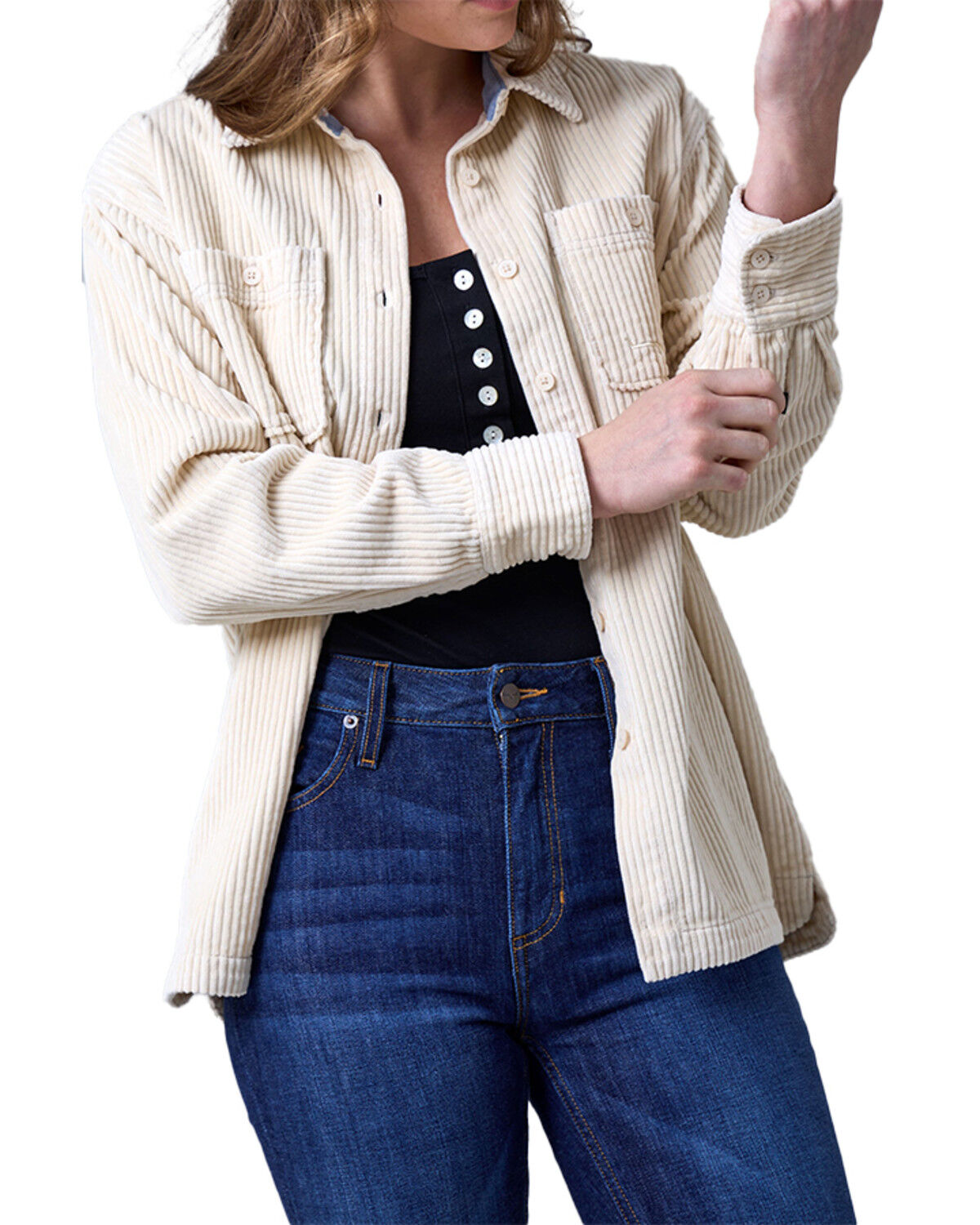 Image #1 - Kimes Ranch Women's Luna Corduroy Long Sleeve Button-Down Western Shirt, Tan, hi-res