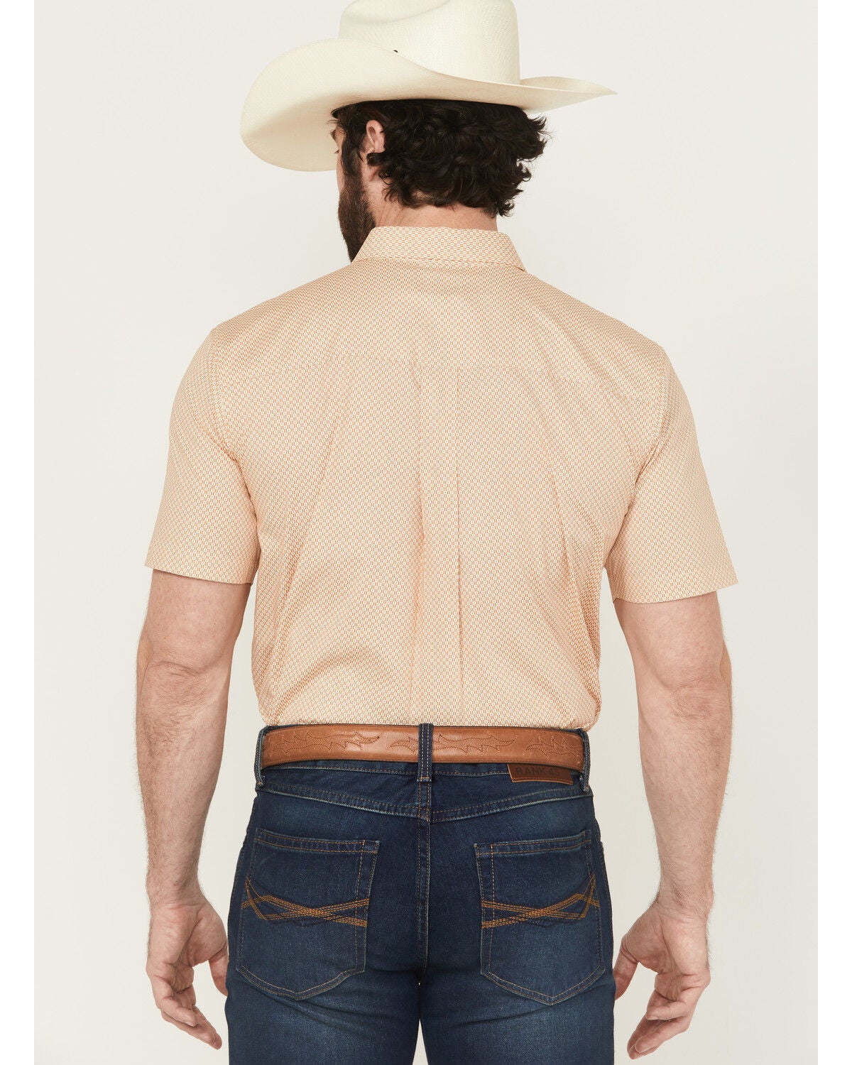 Image #4 - RANK 45&reg; Men's Cowboy Co Geo Print Short Sleeve Button-Down Stretch Western Shirt, Camel, hi-res