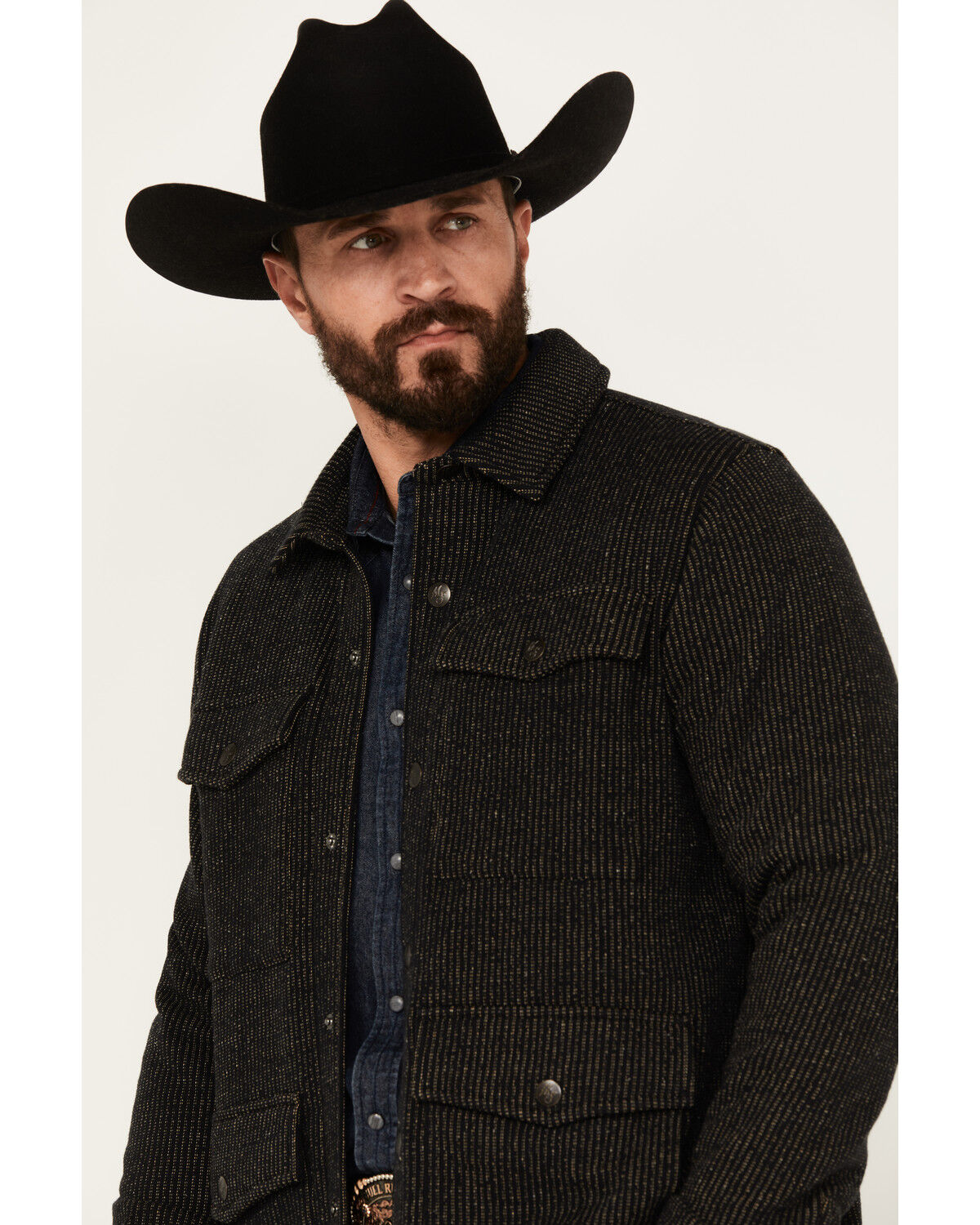 Image #2 - Moonshine Spirit Men's Chain Link Snap Western Jacket, Black, hi-res