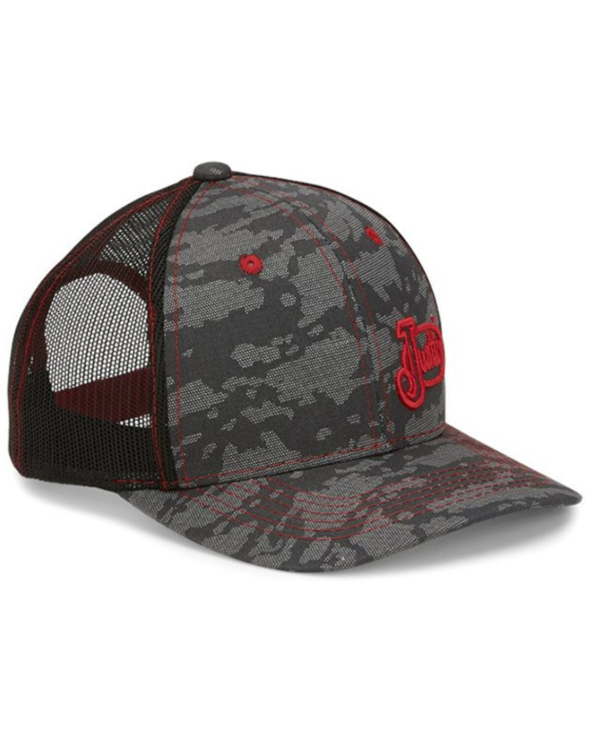 Image #3 - Justin Men's Gray Camo & Red Embroidered Logo Mesh-Back Ball Cap, Grey, hi-res