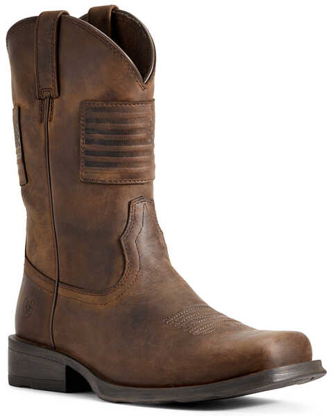 Image #1 - Ariat Men’s Rambler Patriot Distressed Western Performance Boots – Square Toe , Distressed Brown, hi-res