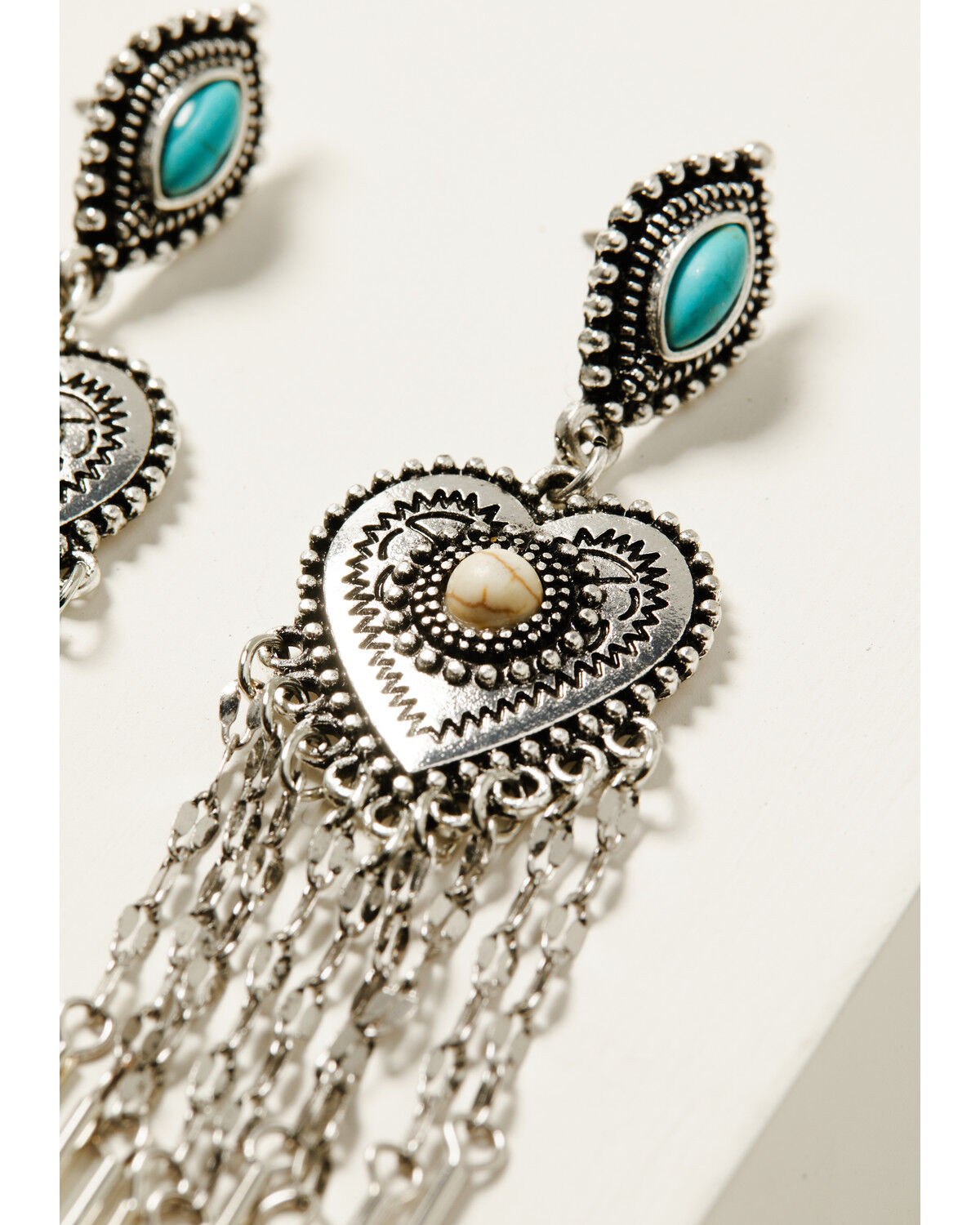 Image #2 - Shyanne Women's Heart Fringe Earrings, Turquoise, hi-res