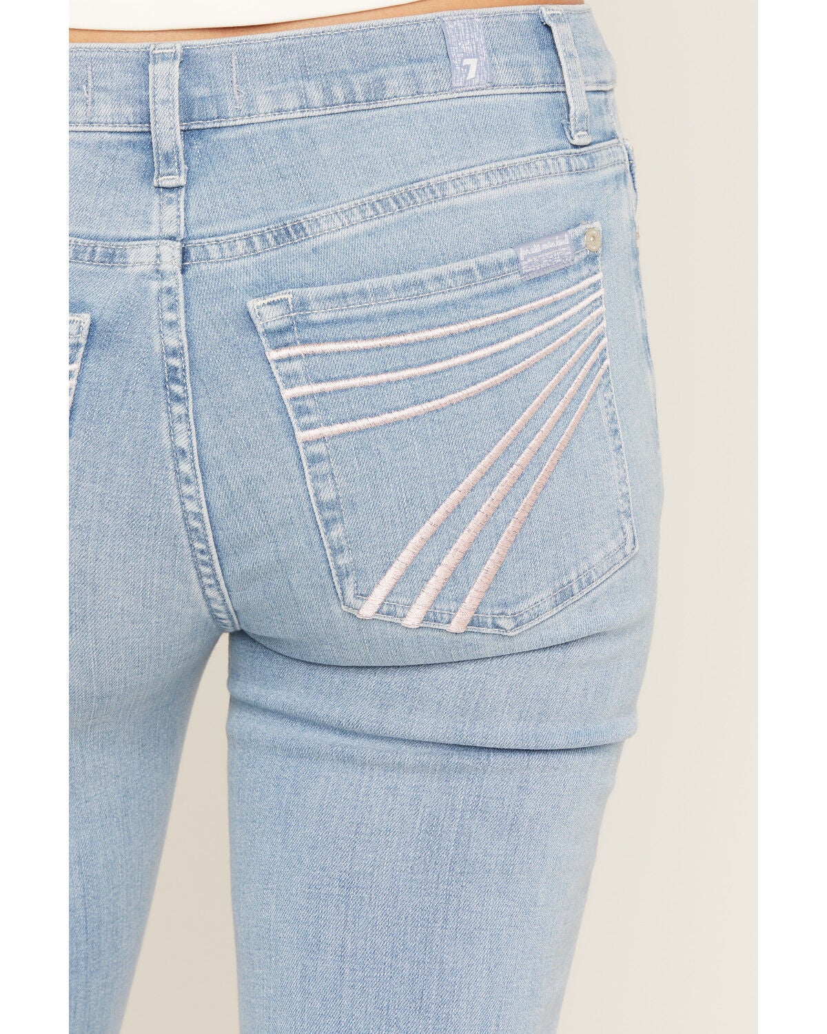 Image #2 - 7 For All Mankind Women's Light Wash Mid Rise Slim Trouser Stretch Denim Jeans, Light Wash, hi-res