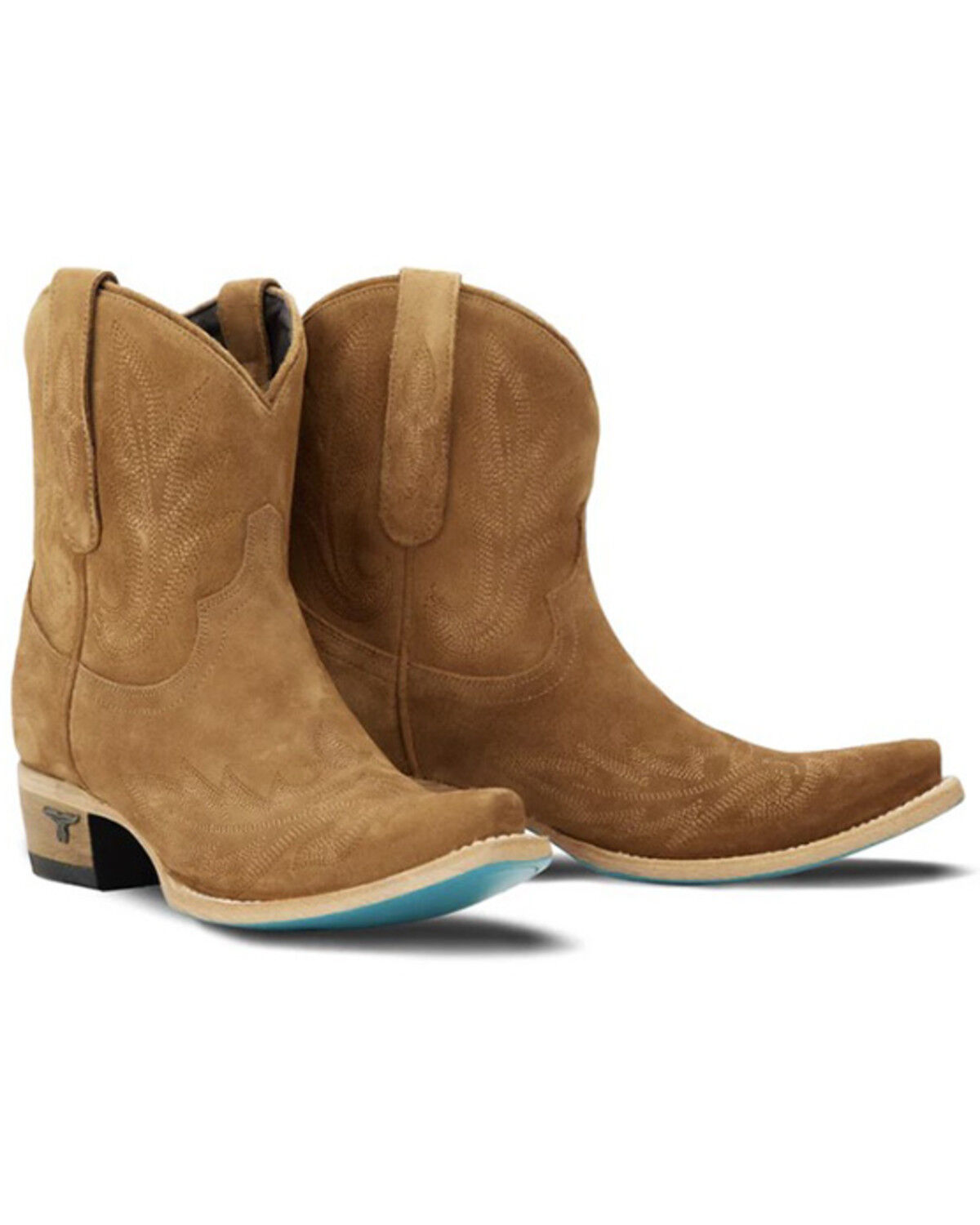Image #1 - Lane Women's Lexington Suede Western Booties - Snip Toe, Brown, hi-res